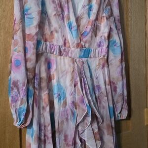 Chic Floral Maxi Dress in Pastel Hues XL New